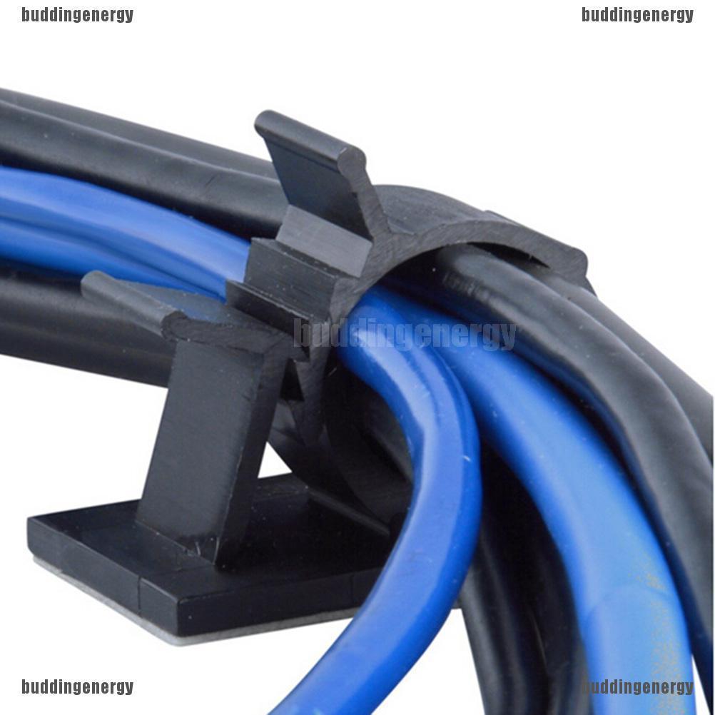 [Outdoor&Home]Black 10 Pcs Adhesive Backed Nylon Wire Adjustable Cable