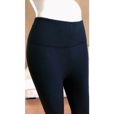 เลกกิ้งขายาวเอวสูงสีดำช่วยเก็บหน้าท้องผ้าหนานิ่มสบายเลคกิ้งคนอ้วน - รูปที่ 3