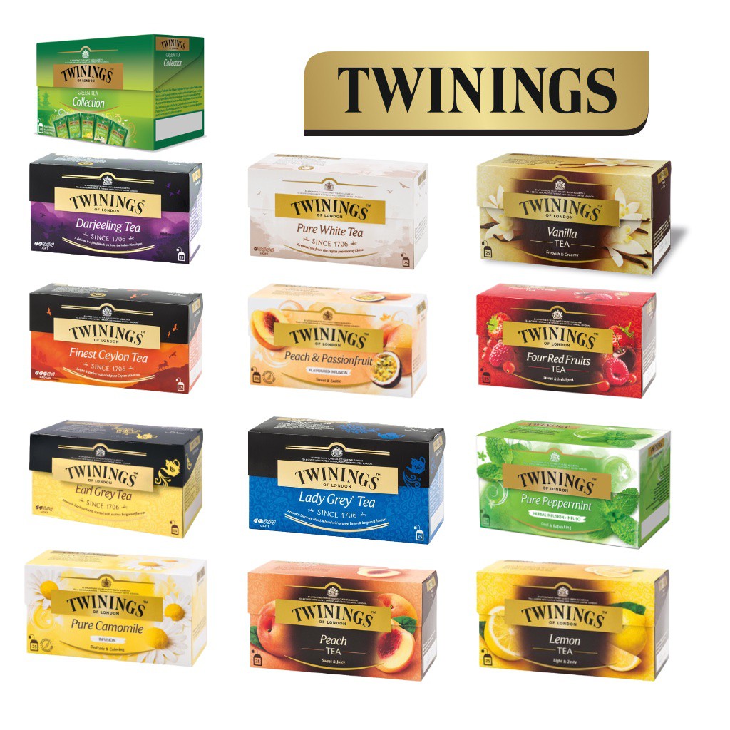 EXP2024 แพ็คเกจใหม่ นำเข้าเอง แท้100%(ชาอังกฤษ)Twinings ทไวนิงส์ชาชนิดซอง 25 ซอง มีทั้งชาดำ ชาเขียว ชาผลไม้
