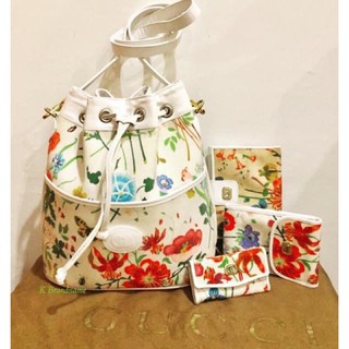 Gucci Floral Drawstring Bucket Shoulder Bag