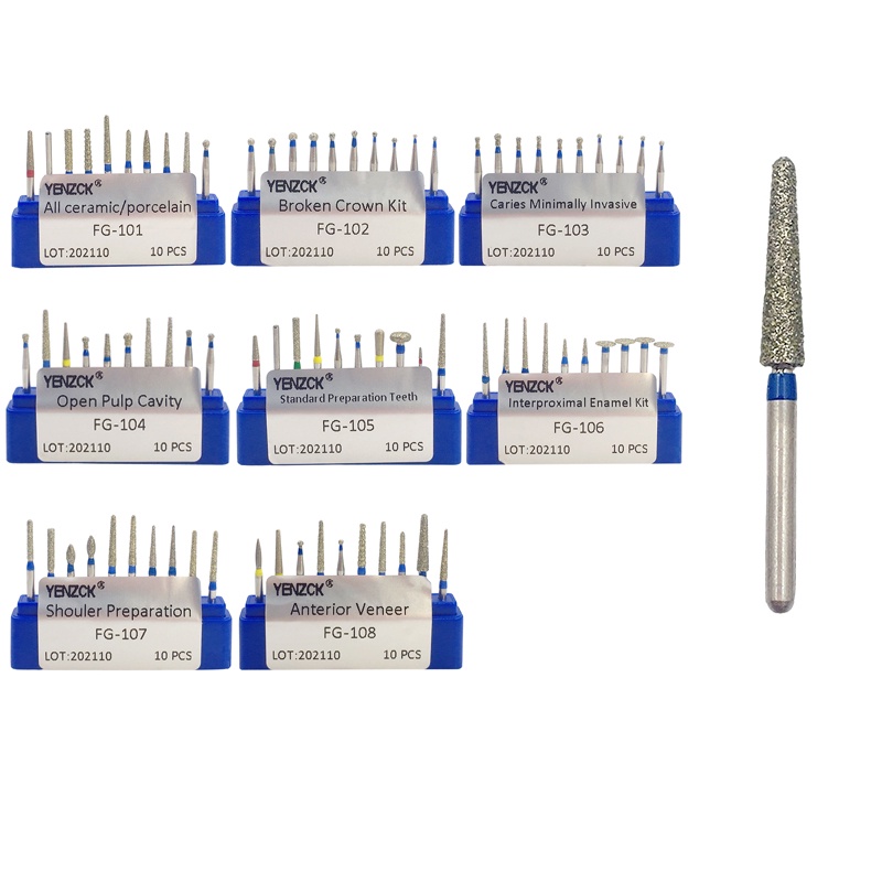 10 ชิ ้ น/ชุดทันตกรรมเพชร Burs เจาะชุดสําหรับ Handpiece ความเร ็ วสูงทันตกรรมขัดไวท ์ เทนนิ ่ งเครื ่ องมือ
