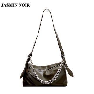 Jasmin NOIR กระเป๋าสะพายไหล่ กระเป๋าถือ หนัง PU แต่งสายโซ่คล้อง สําหรับสตรี