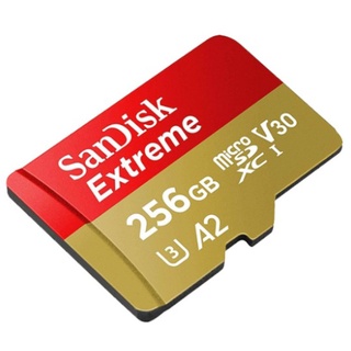 SanDisk Extreme microSDXC, SQXAV 256GB, V30, U3, C10, A2, UHS-I, 190MB/s R, 130MB/s W, 4x6, Lifetime Limited ME6-000954 การ์ดความจำ