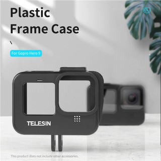 TELESIN Vlog Plastic Frame Case Mount Bracket With Cold Shoe Battery Side Cover Hole for GoPro Hero 9 Black