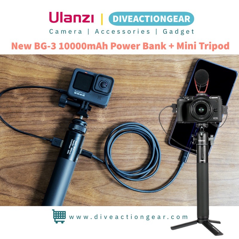 Ulanzi BG-3 10000mAh Power Bank Handgrip with Mini Tripod ด้ามจับชาร์จ ...