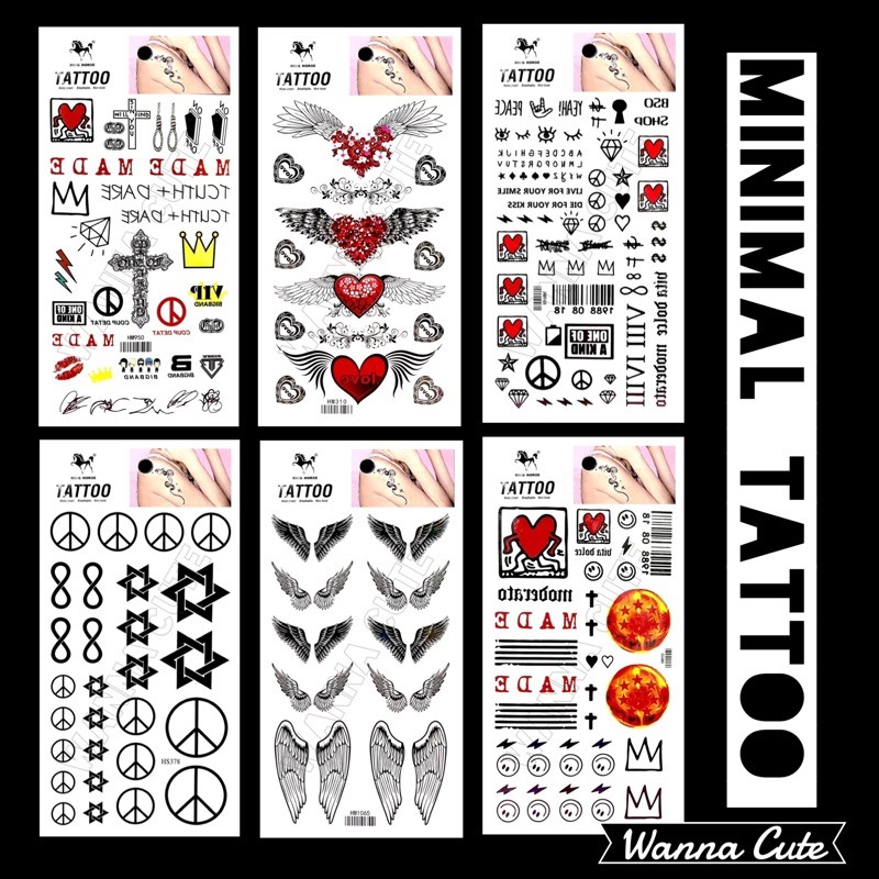 แทททูมินิมอล แทททู มินิมอล minimal tattoo สติ๊กเกอร์ GD แทททูลอกลาย BIGBANG รอยสัก ปีก VIP stickers