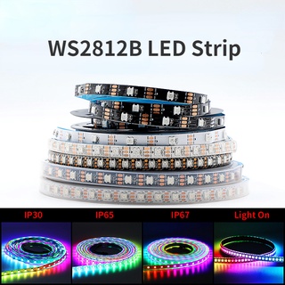 แถบไฟ Led DC5V WS2812B 30 60 74 96 144 Leds m WS2812 PCB IP30 65 67 WS2812 IC RGB ยาว 1 ม. 5 ม. สีขาว ดํา