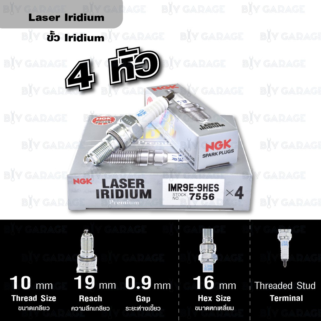 NGK หัวเทียน LASER IRIDIUM IMR9E-9HES 4 หัว ใช้สำหรับ Honda CB650R / CBR650R / CBR1000RR ปี 2008 ขึ้