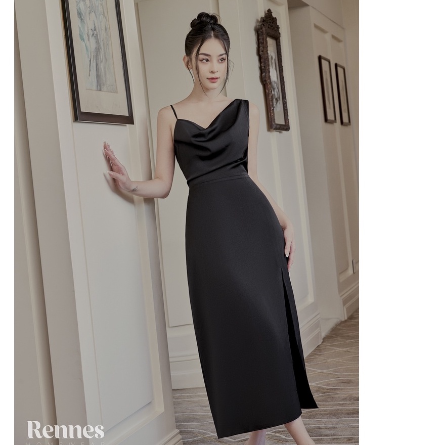 ชุดนอนผ้าไหม 2 สายคอเว้า ด้านหลังยางยืดออกแบบโดย เร็น เย้ายวนและวัสดุคุณภาพสูงของผู้หญิง-RVD002