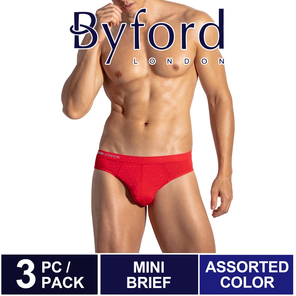 (3 ชิ้น) Byford Microfibre Spandex Mini Brief คละสี - BUB694M