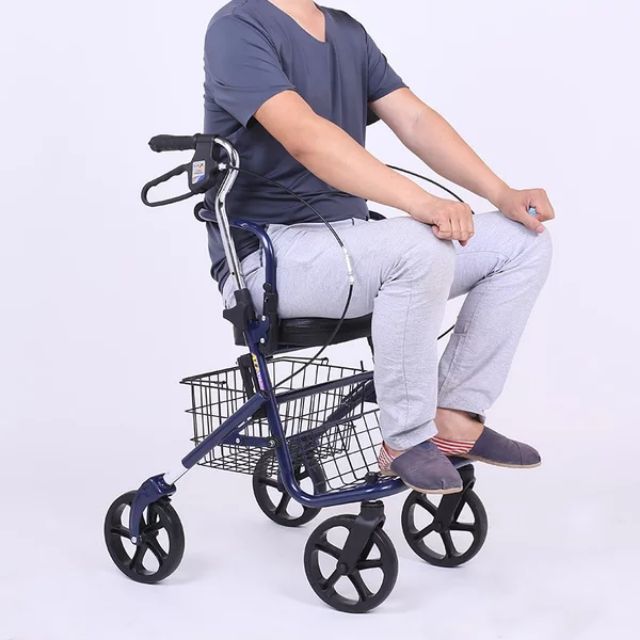 รถเข็นช่วยเดิน พับได้ rollator รถเข็นคนชรา รถเข็นผู้สูงอายุ+ มีตะกร้าในตัว ตะกร้าจุของและนั่งได้