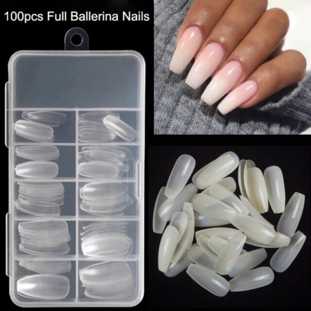 เล็บพีวีซี PVC Nail 100ชิ้น ทรงคอฟฟี่ สีขุ่น/ใส Shopee Thailand
