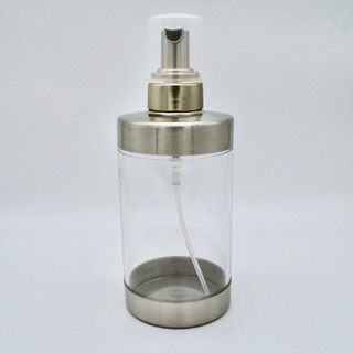 ขวดปั๊มโฟม สแตนเลส-พลาสติกอย่างหนา สำหรับใส่สบู่ ขนาด 350มล. Stainless Steel Press Pump Bottle Foam 350ml.