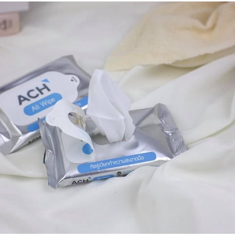 ACH ทิชชู่เปียกทำความสะอาดมือ Food grade แอลกอฮอล์75%