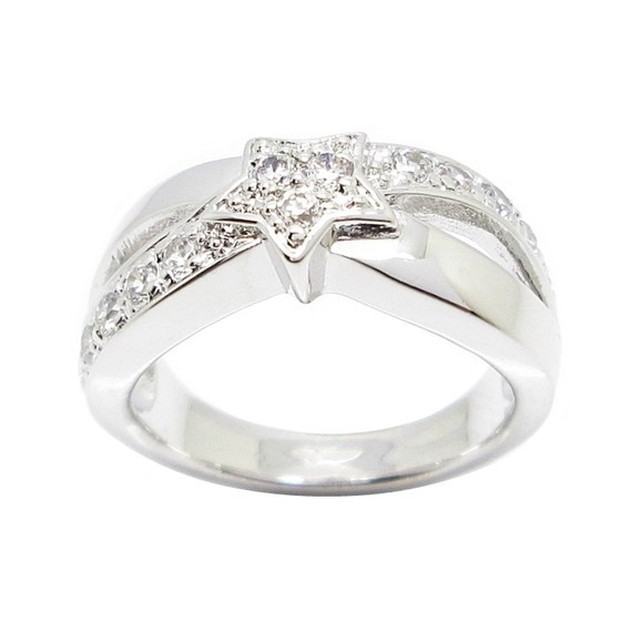 (2-2)แหวนดาว ประดับเพชร ประดับเพชร cz สวยวิ้งวับ ชุบทองคำขาว