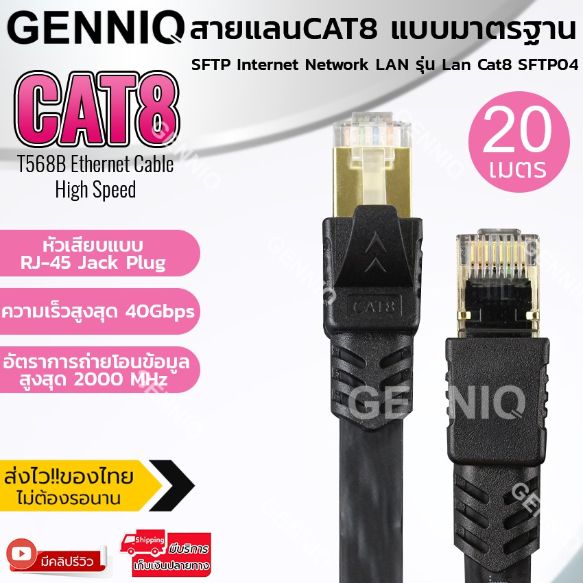 Elit สายแลน ยาว 20 เมตร ยาวจุใจ Lan CAT8 สายLink แบบมาตรฐาน SFTP Internet Network LAN รุ่น Lan Cat8 