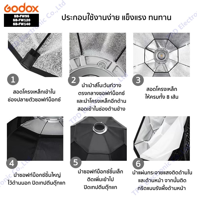 Godox ซอฟท์บ็อกซ์ทรงแปดเหลี่ยมพร้อมกริดแบบรังผึ้ง รุ่น SB-FW95/SB-FW120/SB-FW140 Octagon Softbox Grid 95/120/140 ซม.