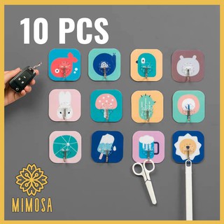 MIMOSA (10 ชิ้น) CM-HOOK ตะขอติดผนัง ตะขอติดผนังลายการ์ตูน minimal stainless steel