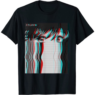 เสื้อยืด พิมพ์ลายอนิเมะ Vaporwave Aesthetic Sad สไตล์ฮาราจูกุ แฟชั่นเรโทร สําหรับเด็กผู้หญิง