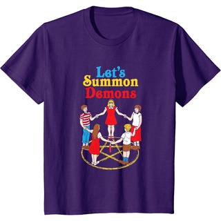 เสื้อยืดโอเวอร์ไซส์เสื้อยืดลําลอง แขนสั้น คอกลม พิมพ์ลาย Lets Summon Demons Creepy Incantation Demons แฟชั่นสไตล์เกาหลี