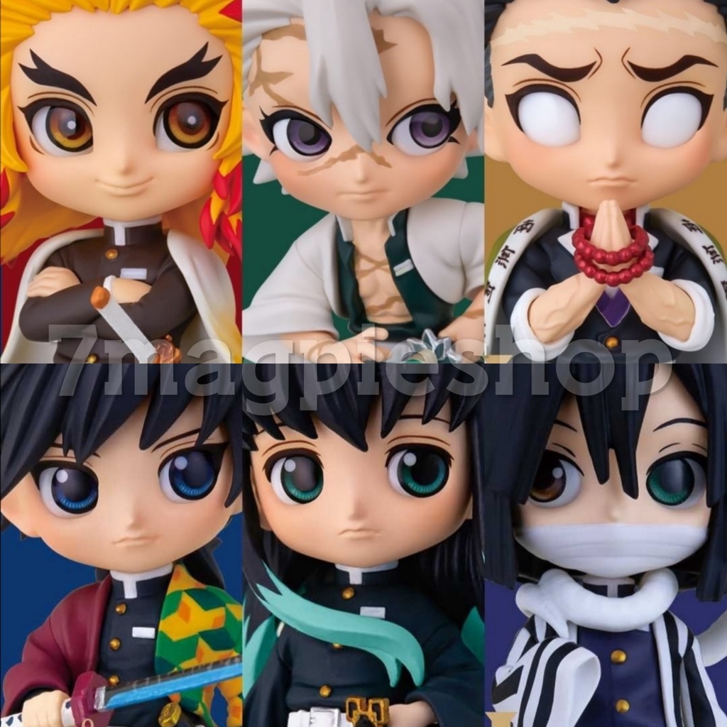 Lot JP🇯🇵 Q posket petit Kimetsu no Yaiba 3 5 Figure Giyuu Muichiro Obanai Rengoku Sanemi Gyomei qpos