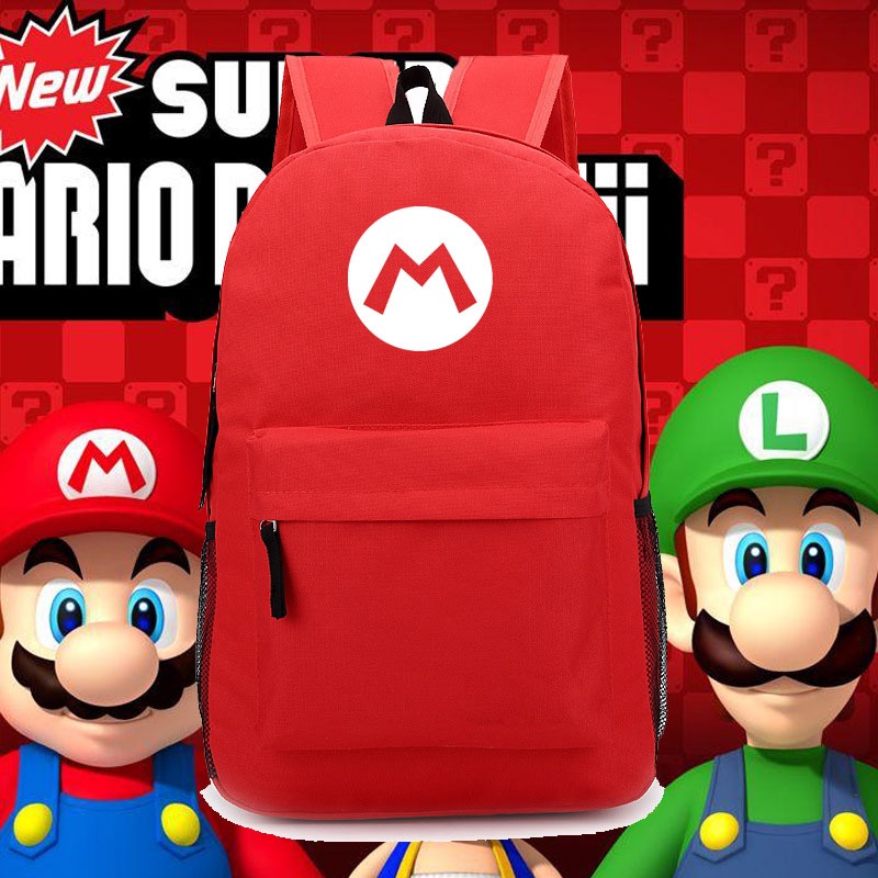 Mario Luigi Concept Casual Design สีเขียวสีแดงกระเป๋าเป้สะพายหลังโรงเรียนกระเป๋าเป้สะพายหลังนักเรียน