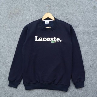 Lacoste เสื้อกันหนาวคอกลมสีน้ําเงินสีดํา | Lacoste เสื้อยืดคอกลมแขนยาว