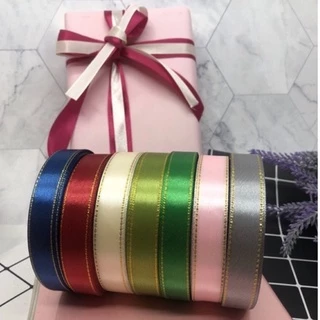 ริบบิ้นผ้า ริบบิ้นผ้าขอบทอง 1.5 ซม ,2.5 ซม [ม้วน 25 หลา]📍สินค้ามีพร้อมส่ง📍ริบบิ้นห่อของขวัญ