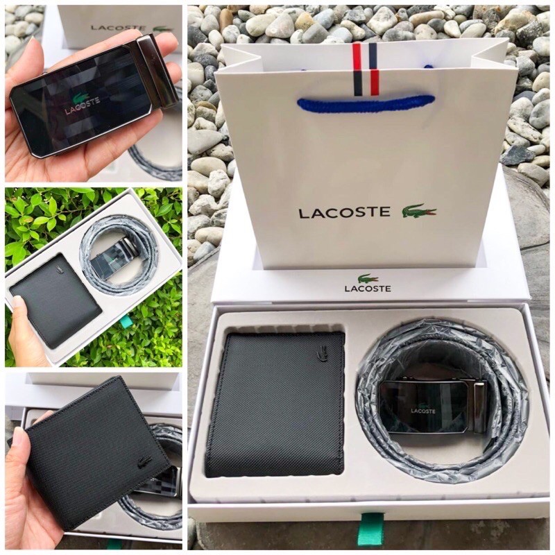 Set Lacoste‼️ กระเป๋าสตางค์+เข็มขัด Lacoste พร้อมกล่อง