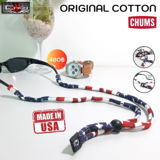 สายคล้องแว่น Chums รุ่น Original Cotton ผ้าฝ้าย 100% นุ่มสบาย แบบมีลาย Made in USA. พร้อมส่ง!!