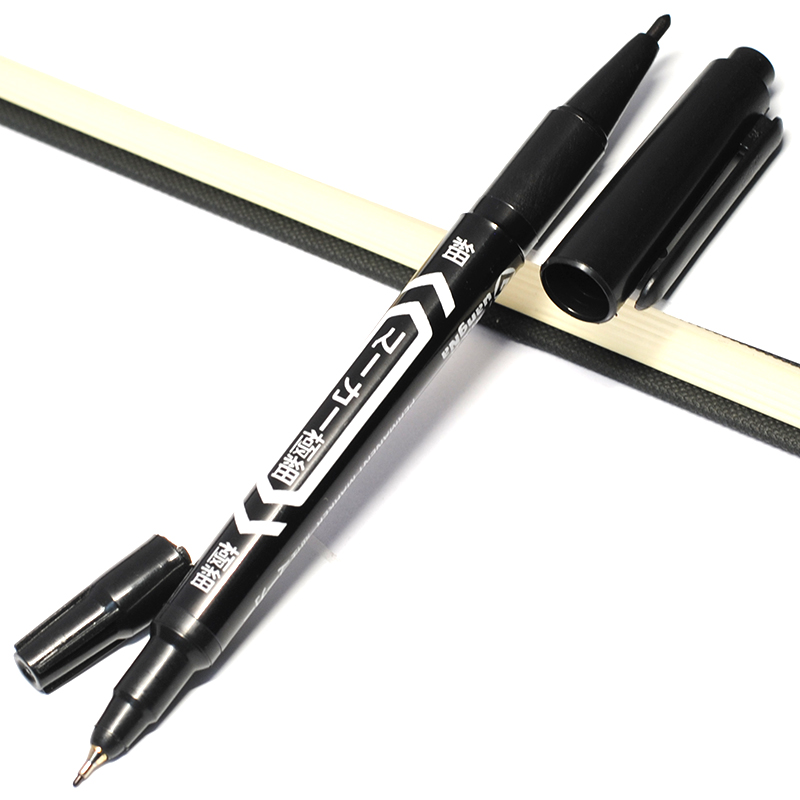Twin Tip ปากกามาร์กเกอร์ถาวร Fine Point หมึกกันน้ํา Thin Nib Crude Nib หมึกสีดํา 0.5 มม.-2 มม. สีละเอียด ราคา ถูกที่สุด ดีลบีเคเค แกลเลอรีภาพที่ 3