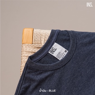 INS. - เสื้อยืดเปล่า เสื้อยืดสีพื้น เสื้อยืดคอกลม_สีน้ำเงิน