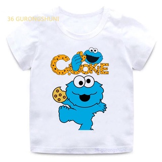 เสื้อยืด พิมพ์ลายการ์ตูน Sesame Street Elmo Cookie Monster สําหรับเด็กผู้ชาย ผู้หญิง