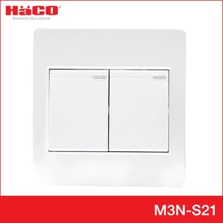 HACO สวิตช์ทางเดียว สวิตช์ 1 ทาง 2 ช่อง แบบลอย M+ รุ่น M3N-S21