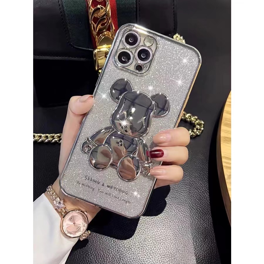 ส่งจากไทย เร็ว1-2วัน เคสโทรศัพท์ Case Oppo Reno7z Reno8z A57 4G A57 5G  A77 A77s Reno5 A15 หมีกากเพชร สวยหรู
