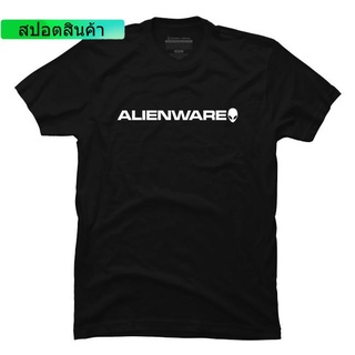 เสื้อยืดคอกลมแขนสั้นพิมพ์ลายโลโก้ Alienware สำหรับผู้ชาย