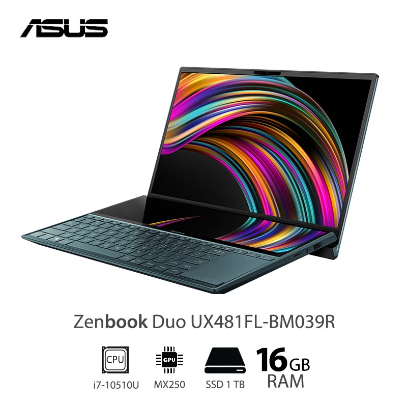 Asus Zenbook Duo UX481FL-BM039R Notebook 14" INTEL i7-10510U 1.8G RAM16GB SSD 1TB MX250 Win10Pro (Ce