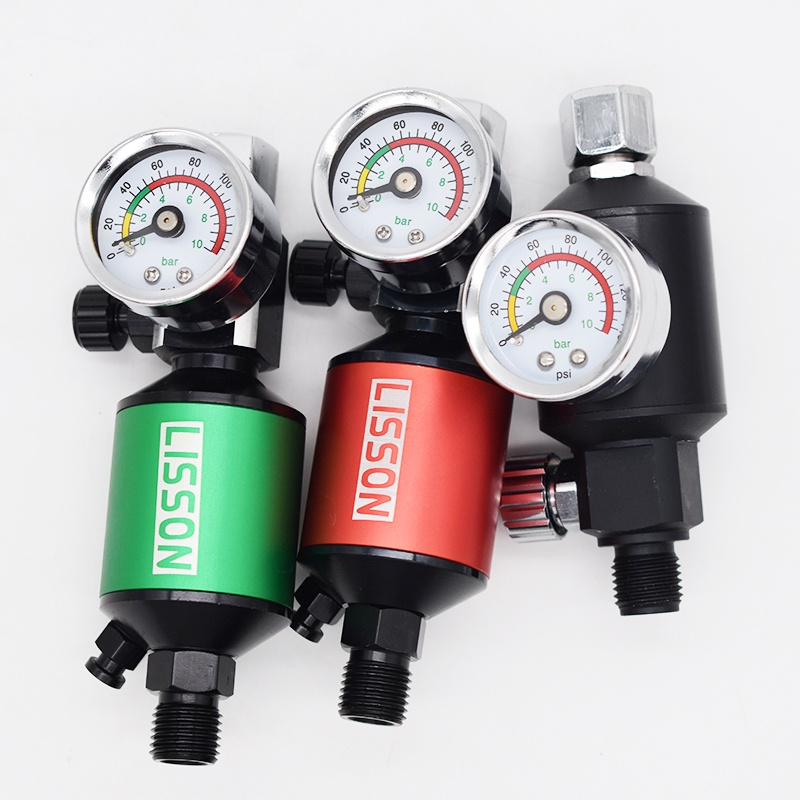 ใหม่สเปรย์ปืน Air Regulator Gauge พร้อม In-Line Water Trap Filter เครื่องมืออุปกรณ์เสริมสําหรับ Airbrush