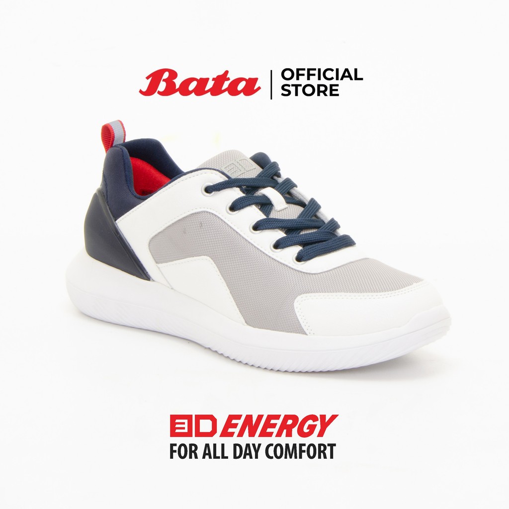 Bata Men's 3D Energy  Lace-up Sneakers รองเท้าผ้าใบสนีคเคอร์สำหรับผู้ชาย รุ่น Alfa สีขาว 8291044