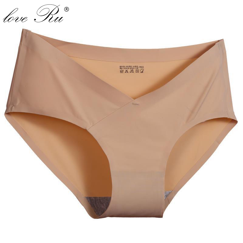 M-XL to ship ผ้าไหมน้ําแข็ง Maternity Seamless Pregnancy กางเกง V-Shaped Low Waist Panty Loveru Bra shop 820