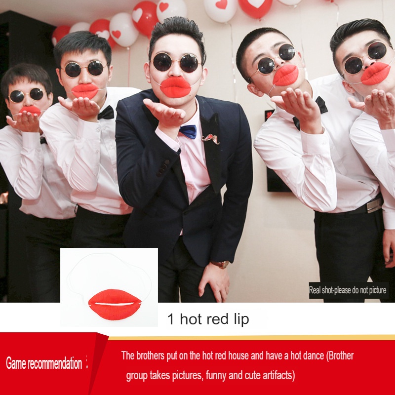 ปากแดงเซ็กซี่ แกล้งคน ริมฝีปากแดง Sexy Red Lips props Prank Mouth Halloween Party Funny ปากฮาโลวีน kiss