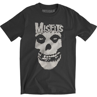 เสื้อยืดอินเทรนด์ผู้ชายอินเทรนด์ผู้หญิงเสื้อยืด พิมพ์ลายหัวกะโหลก Misfits สําหรับผู้ชายS-3XL