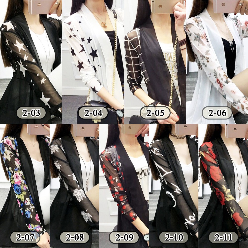 Sale เสื้อคลุมเกาหลี ผ้าชีฟอง มี 1 ไซส์ Free Size ผ้าโปร่งบางเบาสวมใส่สบาย เสื้อคลุม(2)