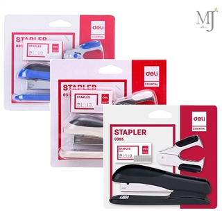 Stapler Deli 0355 แม็ก ที่เย็บกระดาษ ชุดเครื่องเย็บกระดาษ พร้อมลวดเย็บ ที่ถอนลวด (ราคา/ชุด)