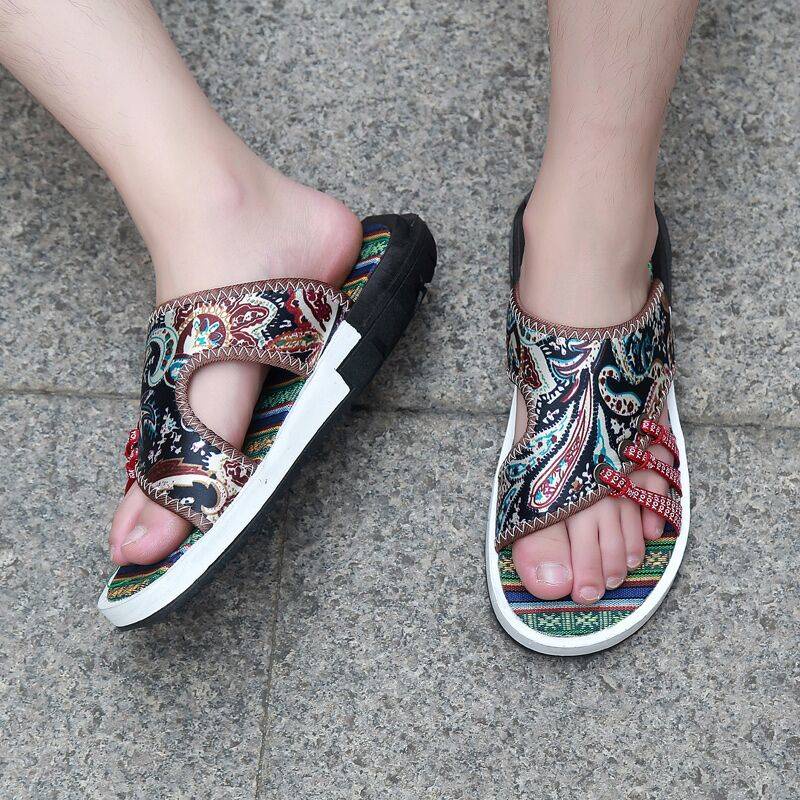 Magic Sticker Slippers สไตล์ชาติพันธุ์ฤดูร้อนเทรนด์เทรนด์การพักผ่อนชาว ...