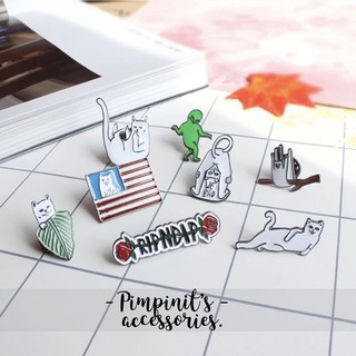 📬 พร้อมส่ง : 🐱 เข็มกลัดเซ็ทแก็งค์แมวขาว | White Cat Gang Enamel Brooch Pin Set.