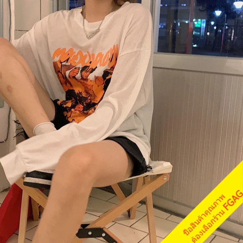 เสื้อยืดแขนยาวผู้หญิงไซส์ใหญ่ oversize เสื้อผ้าแฟชั่นวัยรุ่นน่ารัก  เสื้อโอเวอร์ไซส์เกาหลี สกรีนลายวินเทจ ทรงหลวม xxl thumbnail 6