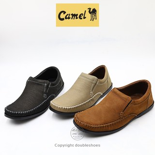 Camel รองเท้าคัทชู หนังแท้ หนังลายช้าง พื้นนุ่ม เย็บพื้น รุ่น CM107 ไซส์ 40-45