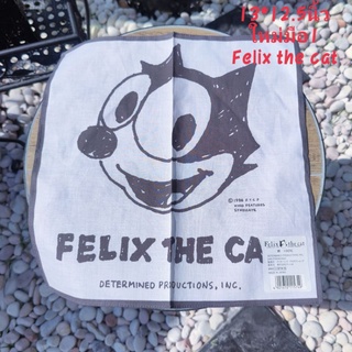 ผ้าเช็ดหน้า แมวเฟลิกซ์ Felix the cat ขนาด13*12.5นิ้ว ใหม่มือ1 ลิขสิทธิ์แท้ Made in Japan กุ๊นขอบเรียบร้อย 1986