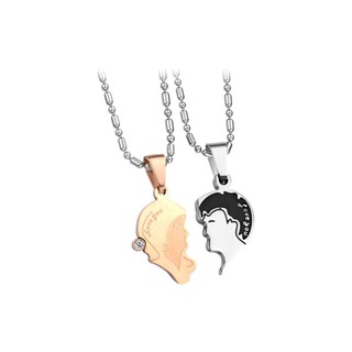 TANITTgemsสร้อยคอประดับจี้คู่รักรวมรูปหัวใจ - Silver